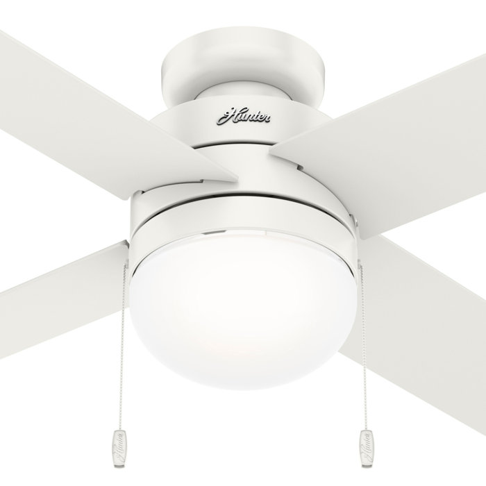 Hunter Fan 44" Timpani 4 Blade LED Flush Mount Ceiling Fan with Pull Chain and Light Kit